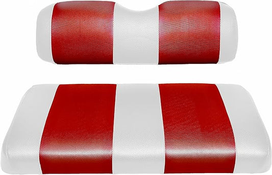 Seat Cover Replacement for Yamaha Drive or G-29 Golf Cart - Front Bench Seat - Premium Marine Vinyl - 5 Panel Stitching - Staple On Installation - Two-Tone Golf Cart Seat Covers (White & Red)