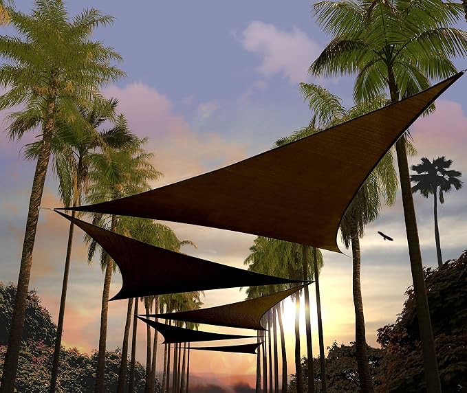 Amgo Custom Size 15' x 15' x 15' Brown Triangle Sun Shade Sail UPF50+ AGTAPT12 by Amgo