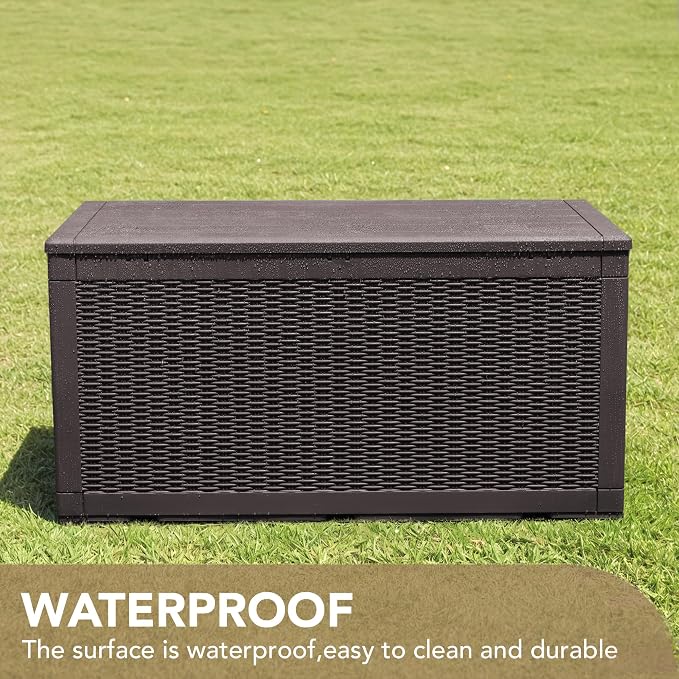 Devoko 100 Gallon Waterproof Resin Deck Box, Large Outdoor Storage Box | Indoor - Image 4