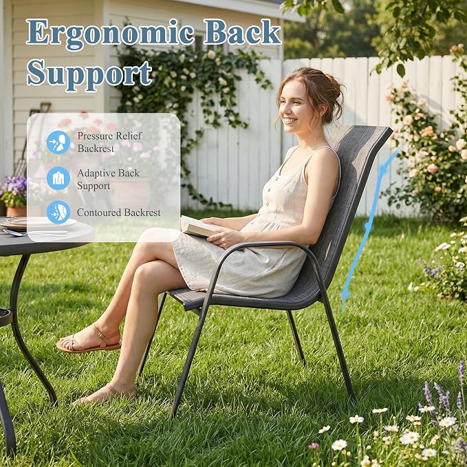 DIFY Patio Chairs Set of 6, Stackable Outdoor Dining Chairs Set - Image 7
