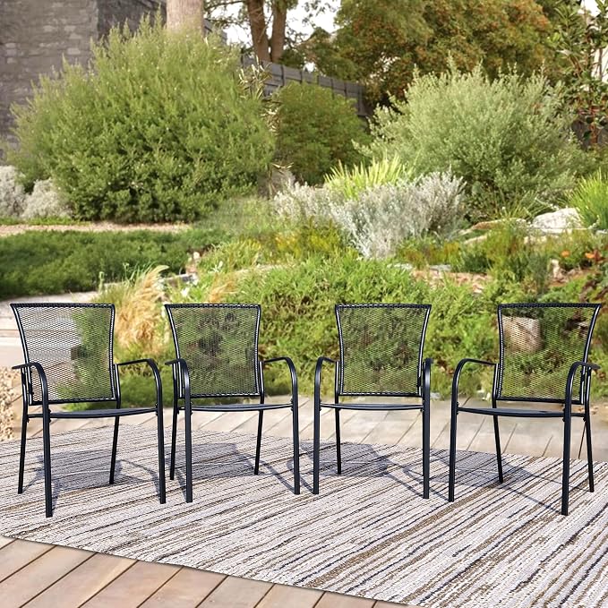 Patio Dining Chairs Set of 6, Metal Mesh Patio Furniture Set - Image 2
