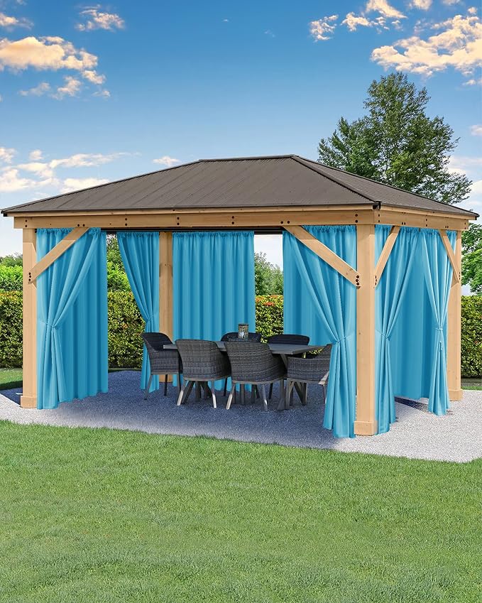 Outdoor Curtains for Patio Waterproof Rod Pocket 6 Pcs 54x84 Inch Teal | by HolidayIdeas