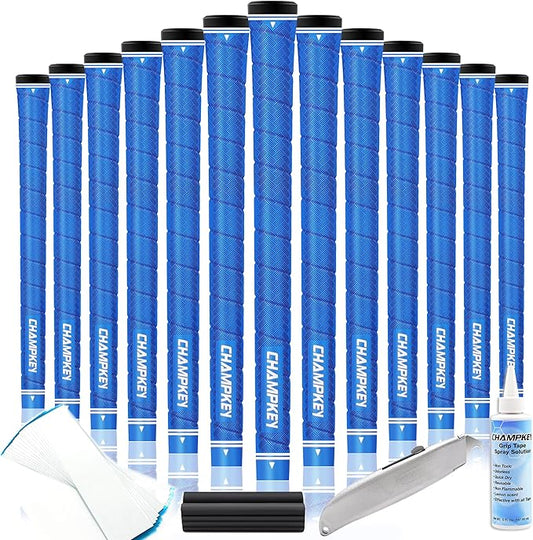 CHAMPKEY X-WEAVE Rubber Golf Grips 13 Pack with Full Repair Kits - Medium Lower Hand Golf Club Grips - Enhanced Grip and Traction Golf Grips for Men and Women
