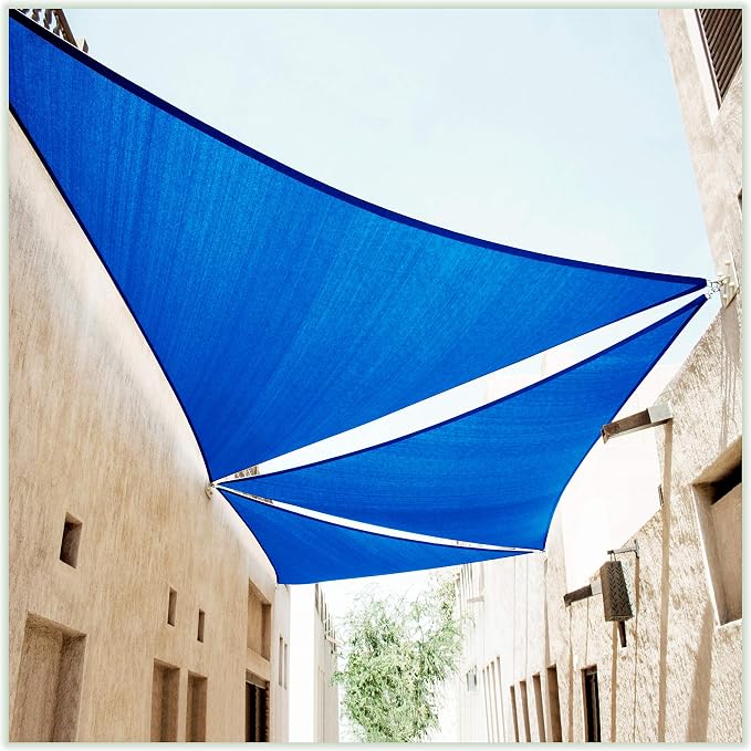 ColourTree 18' x 18' x 18' Blue Sun Shade Sail Triangle CTSLT18 by ColourTree