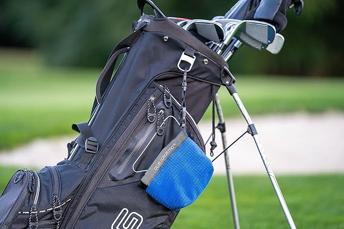 Club Scrub Golf Club and Golf Ball Cleaning Bag, Waterproof Clean Face Technology Liner, Detachable Clip, Machine Washable, Cleans Club Grooves, Dry Exterior (Neoprene or Microfiber Option Available)