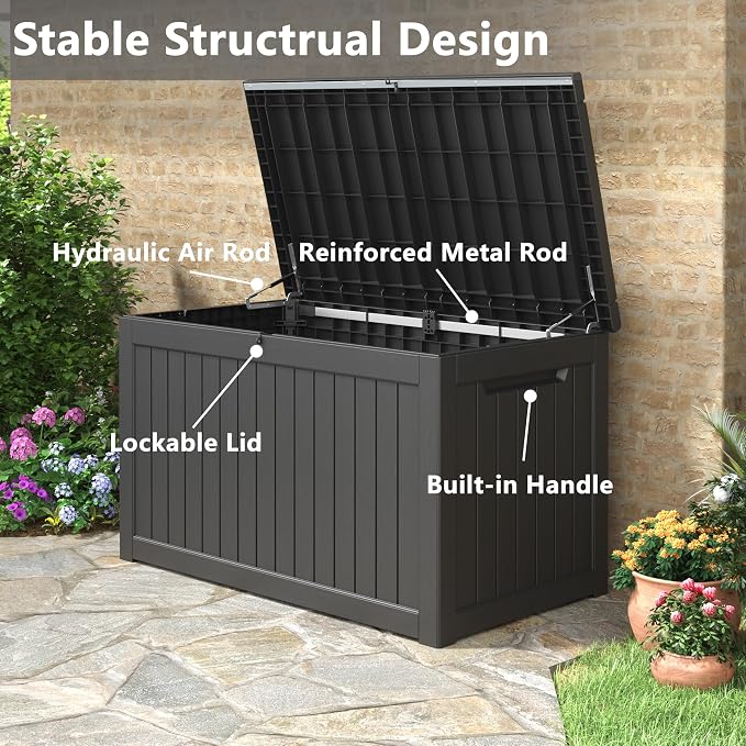 280 Gallon Outdoor Storage Box, Resin Deck Boxes Indoor and outdoor, Waterproof - Image 4