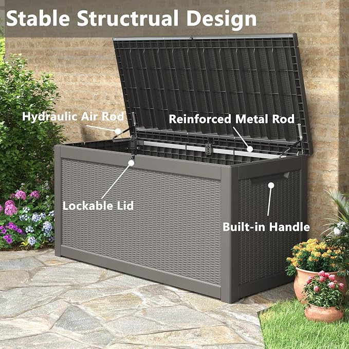 320 Gallon Outdoor Storage Box, Resin Deck Boxes Indoor and outdoor, Waterproof - Image 5