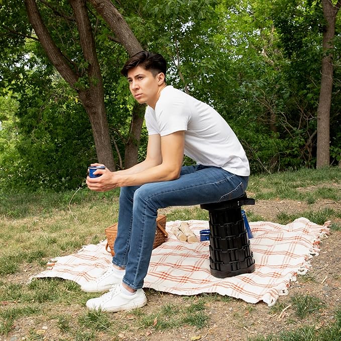 Upgraded Collapsible Stool – Easy to Carry retractable Stool - Lightweight telescoping stool for Camping & BBQ –Sturdy Portable Stool - Slip Resistant Telescopic Stool with Max Load Capacity 1000lbs
