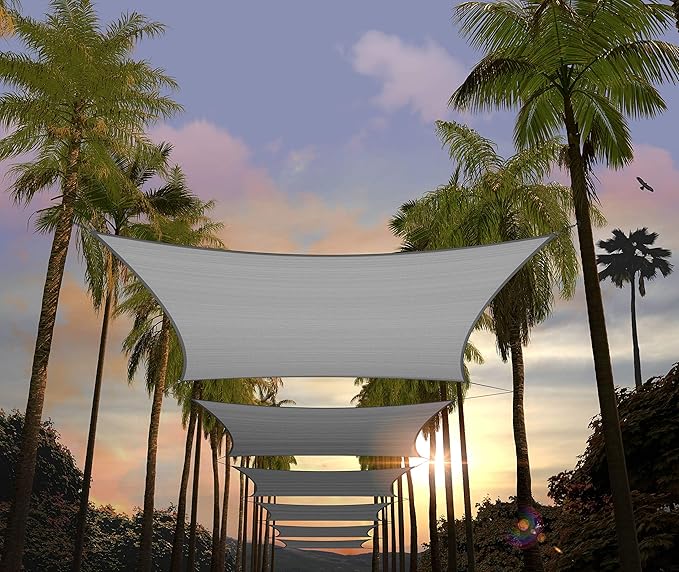 Amgo Custom Size 17' x 22' Grey Rectangle Square Sun Shade Sail UPF50+ by Amgo