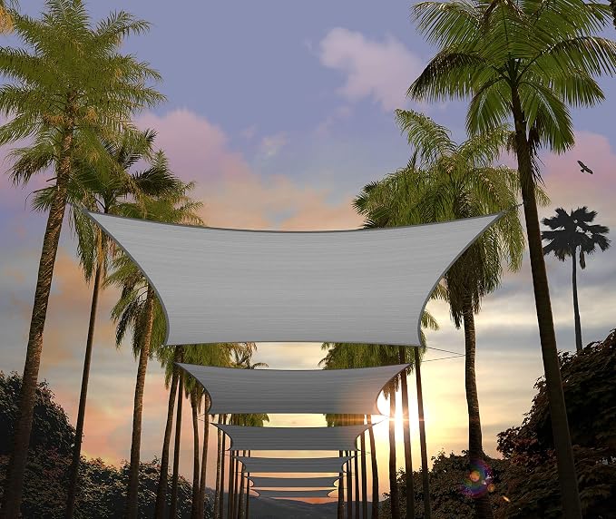 Amgo Custom Size 23' x 23' Grey Rectangle Square Sun Shade Sail UPF50+ by Amgo