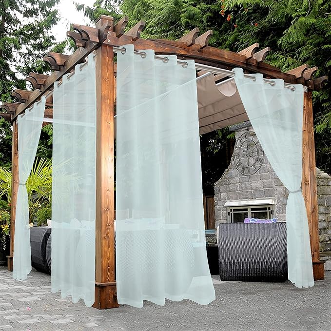 BONZER Sheer Outdoor Curtains for Patio Waterproof 2 Panels | Grommet by Bonzer