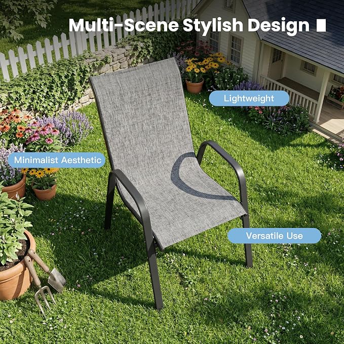DIFY Patio Chairs Set of 2, Stackable Outdoor Dining Chairs Set - Image 8