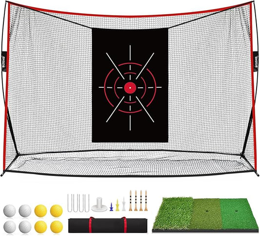 Bltend Golf Net: 10x7ft Golf Practice Nets for Backyard Driving Real Balls, Heavy Duty Golfer Training Net with Mat for Outdoor/Indoor/Garage/Basement Hitting Swing Chipping, Golfer Gift for Men Dad