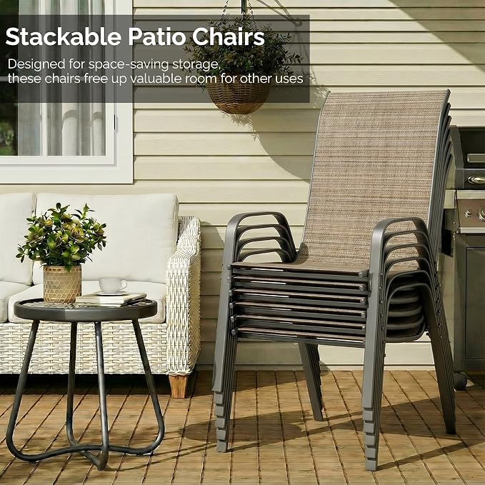 MAMIZO Patio Dining Chairs, Stackable Textilene Chair Set of 6, - Image 7