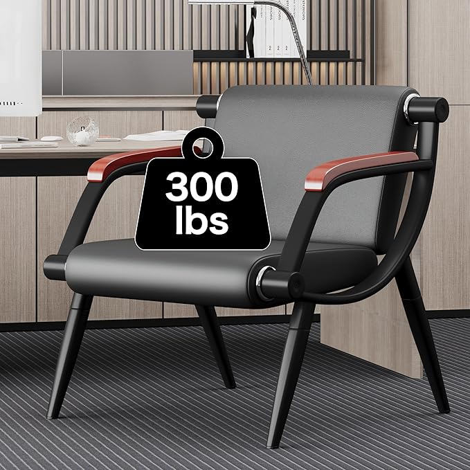 wonline Waiting Room Chairs, Office Furniture Reception Chairs with Arms, Leather Chairs is Suitable for Clinic,Airport,Hospital,Barber,Salon,Bank-Black