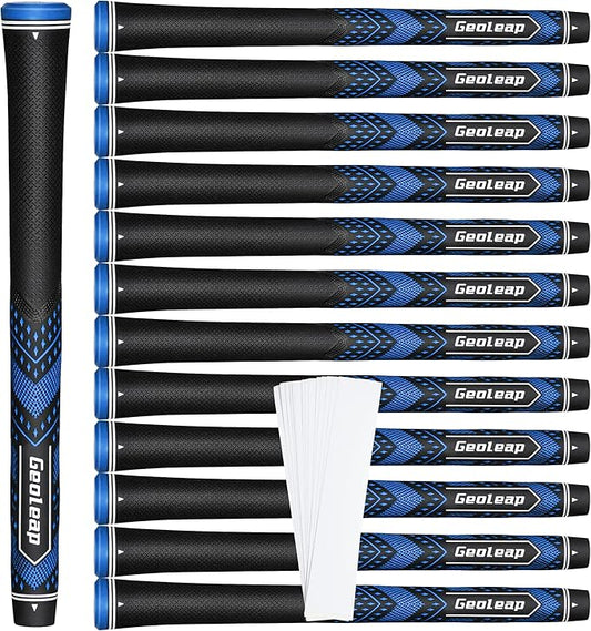 Geoleap Golf Grips Set of 13- Soft Golf Club Grips,Reduce Taper Design Provides High Traction and Performance,13 Grips with 15 Tapes and 13 Grips with All Repair Kits for Choice.