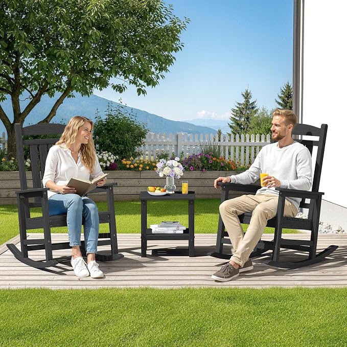 SERWALL Outdoor Rocking Chair Set of 4, Patio Rocking Chair, Porch Rocker - Image 2