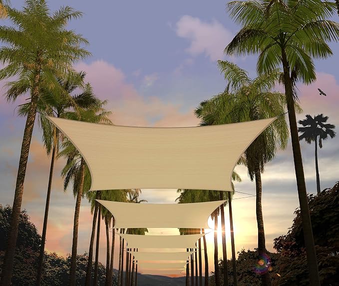 Amgo Custom Size 20' x 22' Beige Rectangle Square Sun Shade Sail UPF50+ by Amgo
