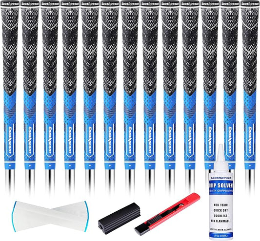 Cross Cord Golf Grips 13 Pack with Golf Grip Kit，Premium Hybrid, Anti-Slip Golf Club Grips, High Feedback & All Weather Performance Golf Grips