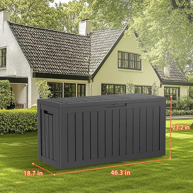 PatioZen 90 Gallon Resin Deck Box, Lockable Patio Outdoor Storage Box - Image 5