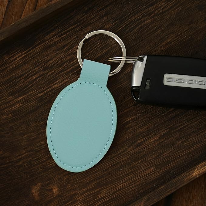LaserGram Oval Keychain, Golf Ball, Personalized Engraving Included (Teal)
