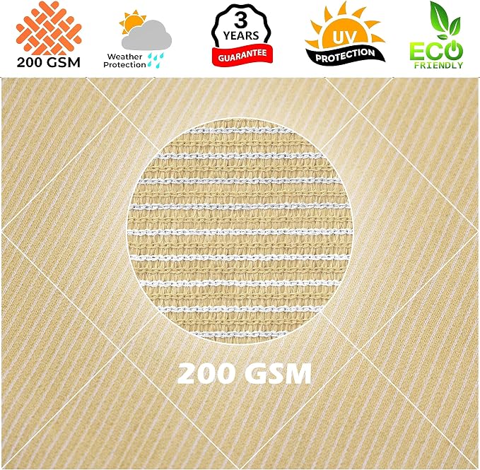 Royal Shade 1 2' x 1 2' Beige Rectangle Sunshade Sail - Image 8