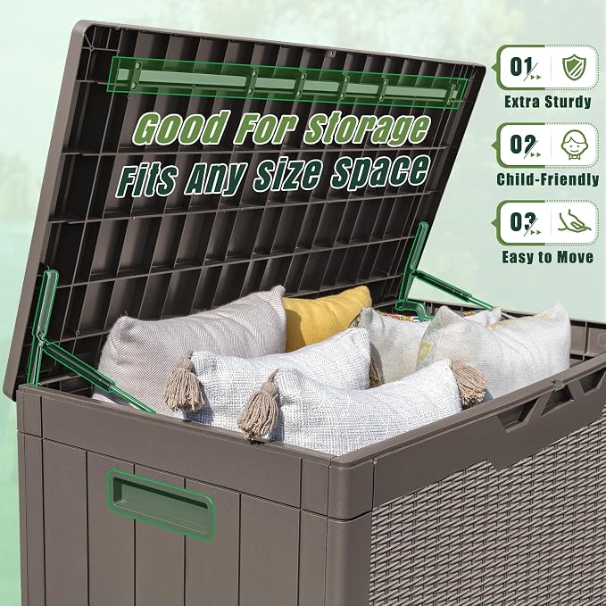 Greesum 100 Gallon Resin Deck Box Large Outdoor Storage - Image 4
