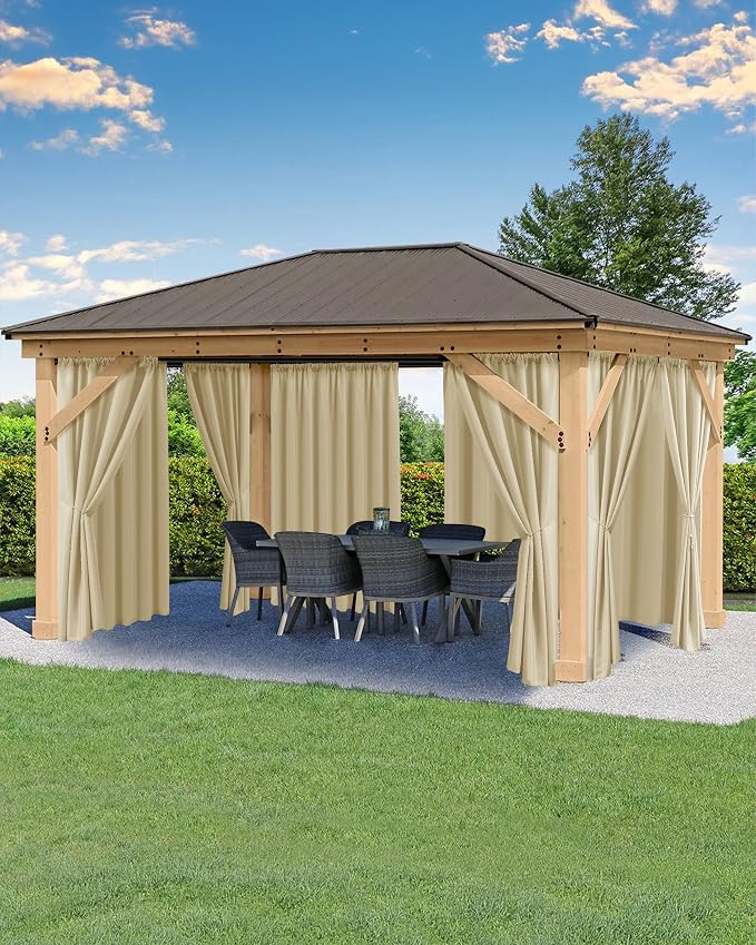 Outdoor Curtains for Patio Waterproof Rod Pocket 8 Pcs 54x95 Inch Cream | by HolidayIdeas
