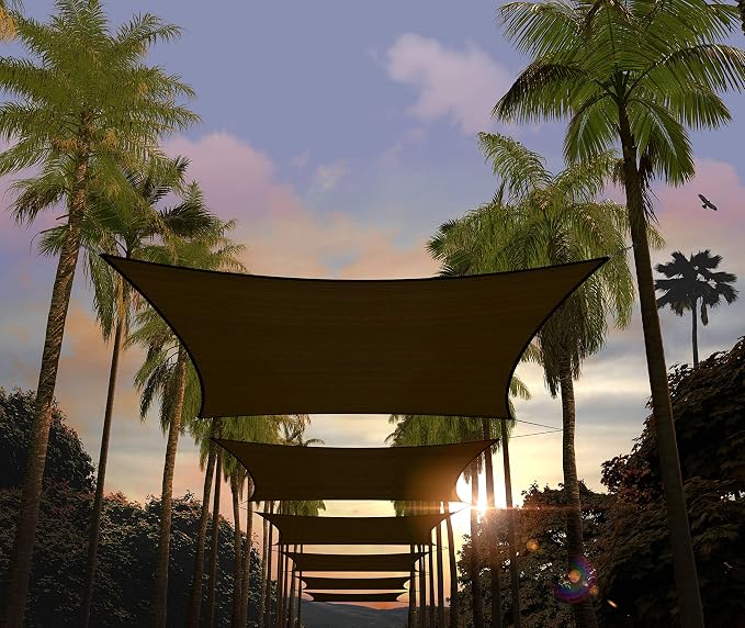 Amgo Custom Size 8' x 22' Brown Rectangle Square Sun Shade Sail UPF50+ by Amgo