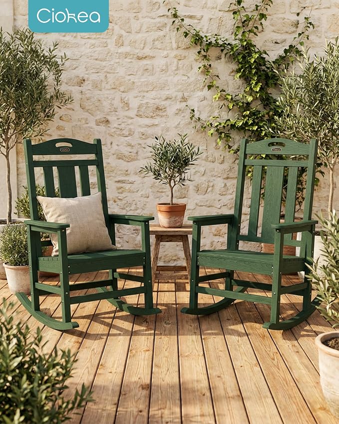 Oversized Outdoor Rocking Chairs Set of 3, 380lbs Heavy-Duty Large Patio Rocker - Image 2