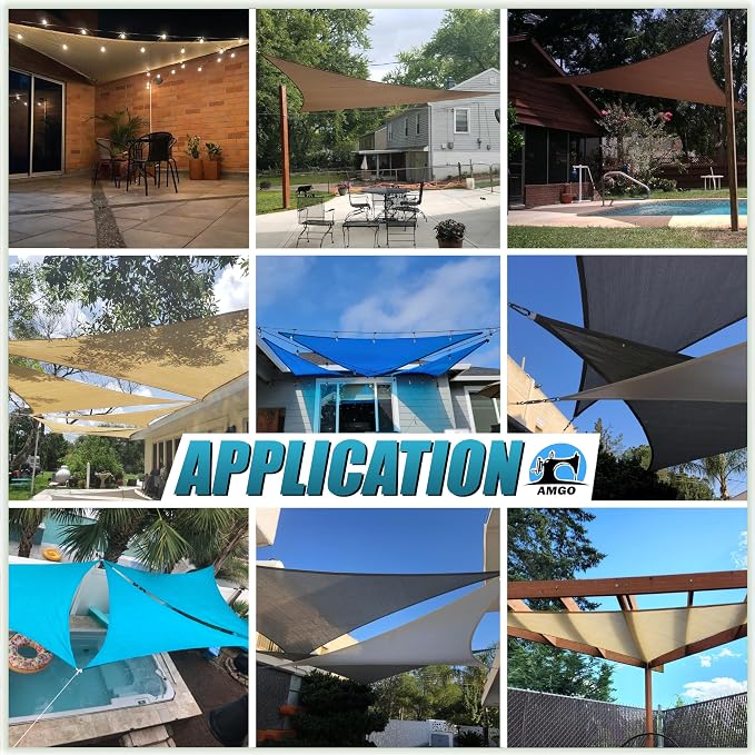 Amgo Custom Size 6' x 8' x 10' Brown Right Triangle Sun Shade Sail UPF50+ - Image 4