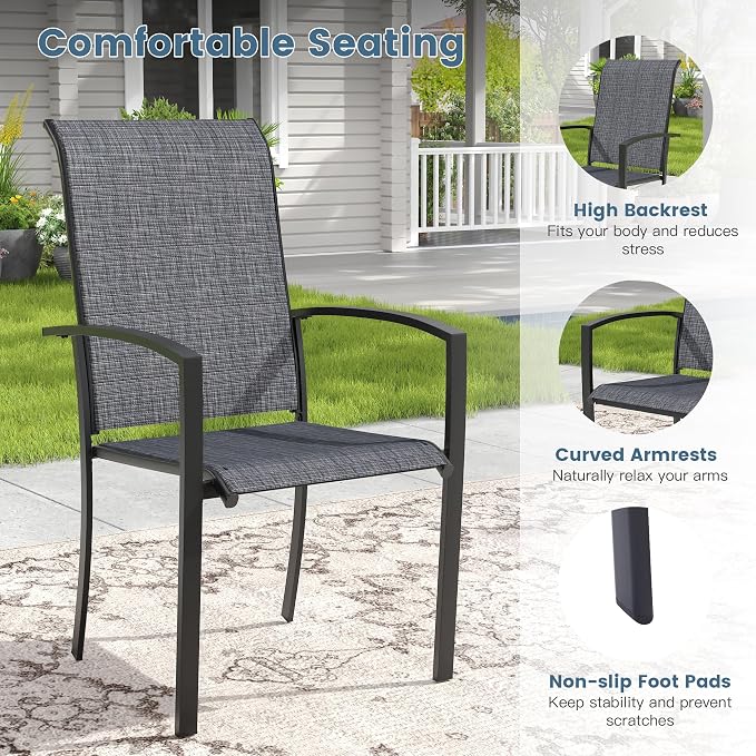 DIFY Patio Chairs Set of 4, Stackable Outdoor Dining Chairs - Image 7