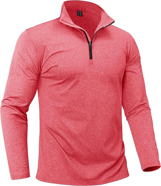 Boladeci Men's Quarter Zip Pullover Premium Fleece Lined Heather Long Sleeve Golf Shirts Midweight 1/4 Half Zip Sweatshirts