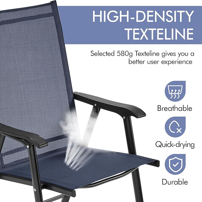 Yaheetech Patio Chairs Set of 4 Outdoor Folding Lawn Chairs, folds flat - Image 7