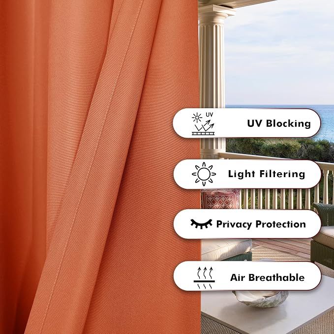 BONZER Outdoor Curtains for Patio Water Resistant | eavy Privacy Light - Image 4
