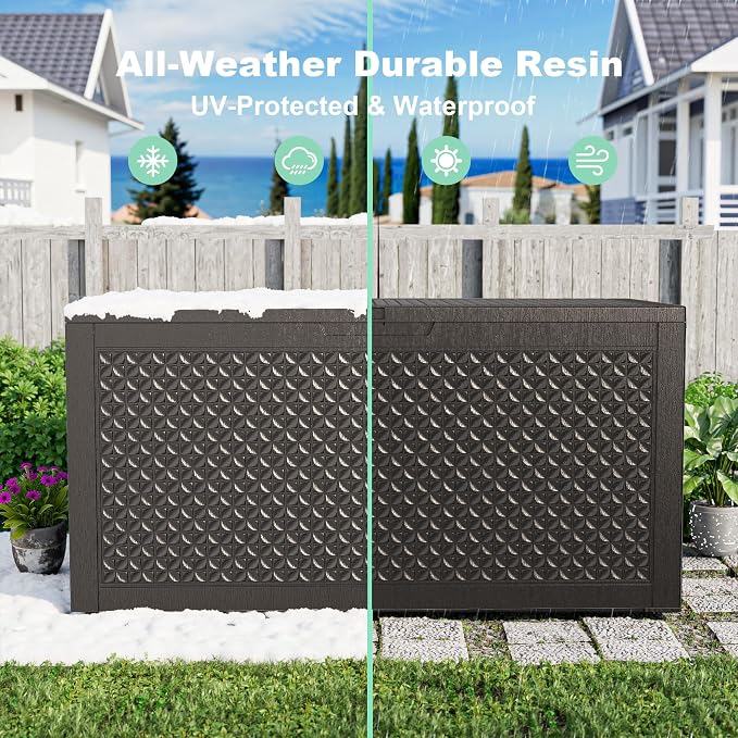 110 Gallon Outdoor Deck Box, Resin Waterproof Storage Box - Image 4