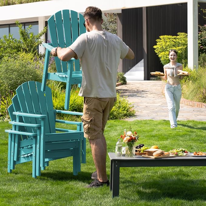 Stackable Adirondack Chairs Set of 2, Compact HDPE, Aruba | 26.3" Wide HDPE - Image 8