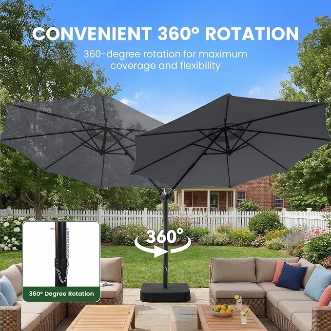 10ft Patio Umbrella with Base Included, Large Cantilever Outdoor Umbrella with - Image 5