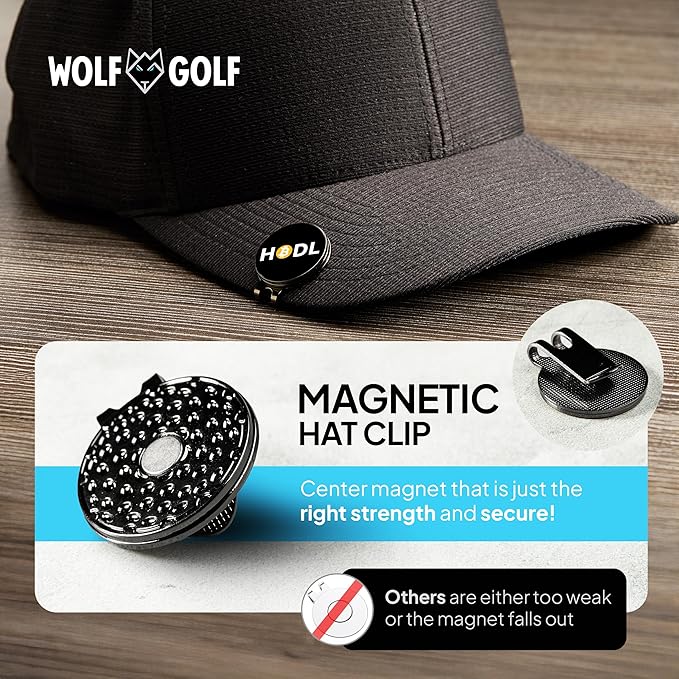Wolf Golf Towels Golf Ball Marker Hat Clip Set | Multiple Sets to Choose from | 1 Magnetic Clip + 3 Ball Markers | Golf Accessories for Men & Women