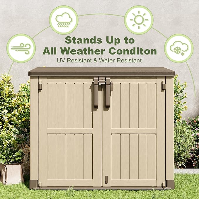 Plastic Outdoor Storage Shed, 36 Cu Ft Waterproof Outdoor Storage Cabinet - Image 2