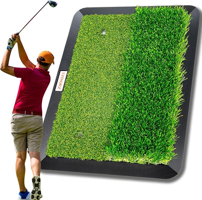 Golf Hitting Mats Training Equipment, Golf Practice Mat with Instant Swing Path Feedback, 3 Replaceable Golf Training Mats with No-Slip Heavy Duty Rubber Base