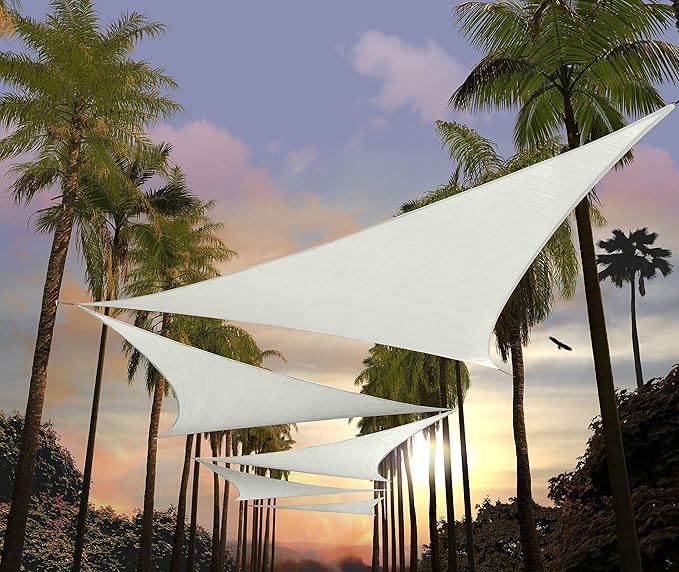 Amgo Custom Size 9' x 9' x 9' White Triangle Sun Shade Sail UPF50+ AGTAPT10 by Amgo