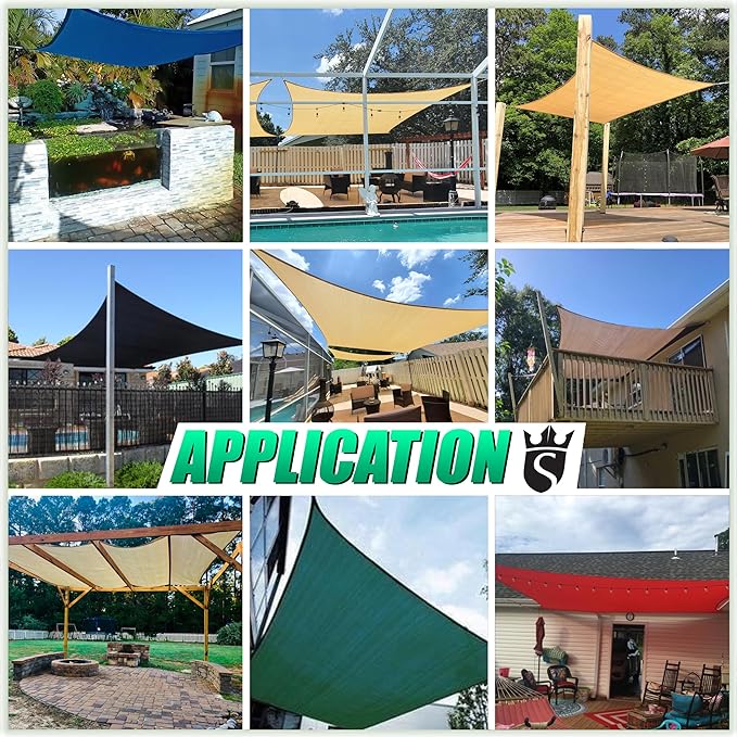 Royal Shade 9' x 22' Custom Size Sand Beige Rectangle Sunshade Sail - Image 5