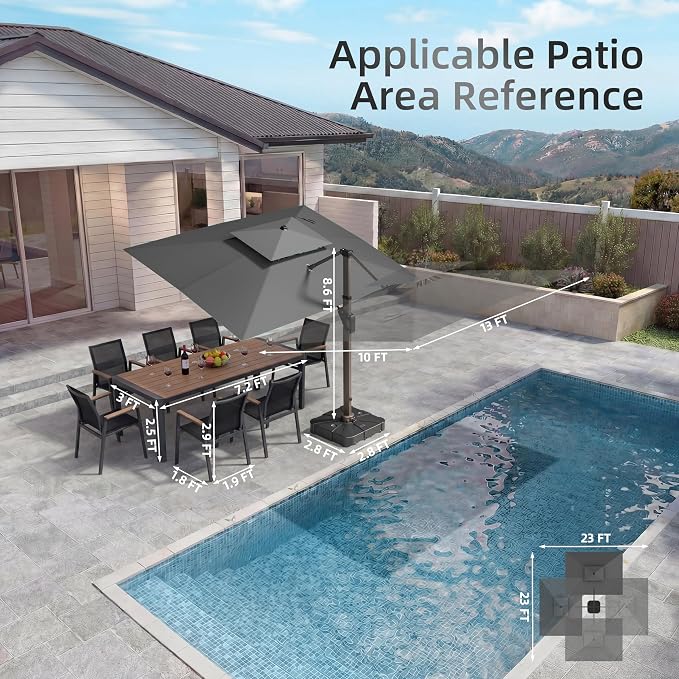 10 X 13 FT Cantilever Patio Outdoor Umbrella - Image 5