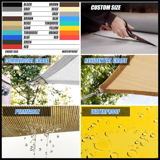 Royal Shade 6' x 19' Custom Size Black Rectangle Sunshade Sail - Image 4