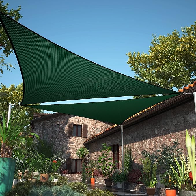 12' x 12' x 17' Green Sun Shade Sail UPF50 Right Triangle smTAPT12 Canopy by ShadeMart