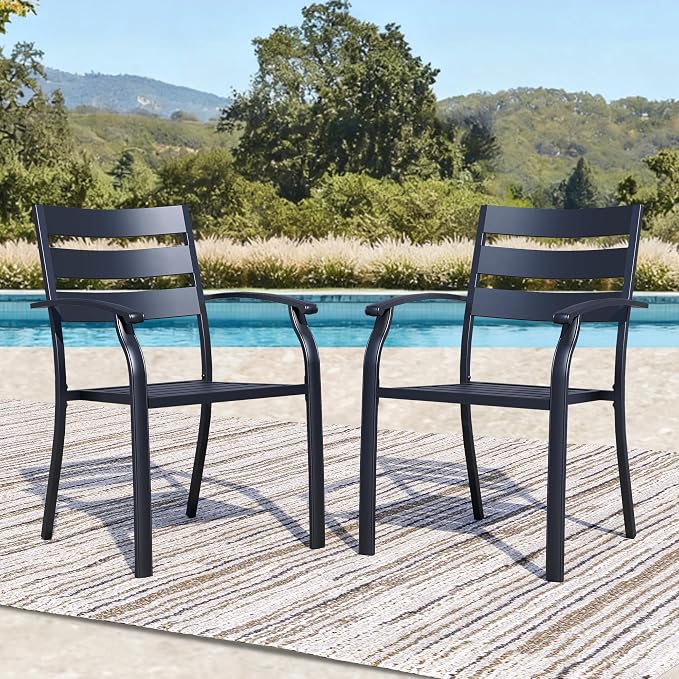 Patio Dining Chairs Set of 2, Wrought Iron Patio Furniture Chairs by Unknown