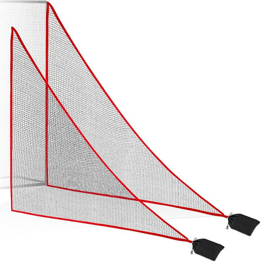 6-10ft 1/2PCS Nylon Shank Net Golf Accessory with 1 Sang Bag, Easy to Install Side Net for Golf Nets and Simulator Premium Sports Net Hitting Nets (Red/Black)