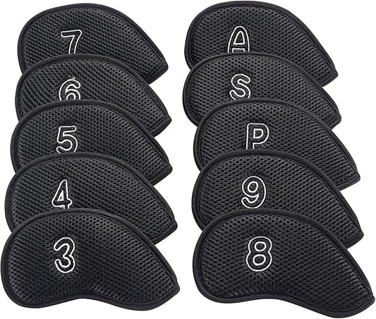 10Pcs/Pack New Meshy Golf Iron Covers Set Golf Club Head Cover Fit Most Irons