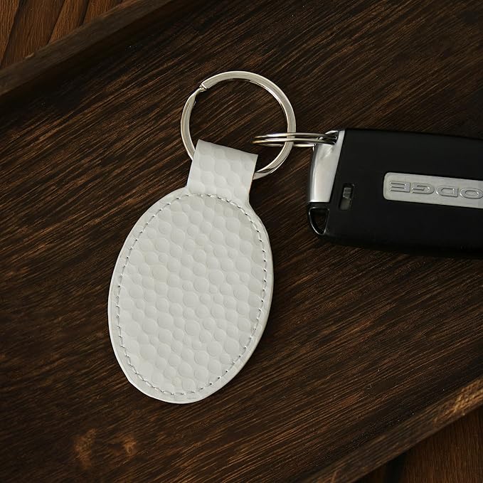 LaserGram Oval Keychain, Golf Ball, Personalized Engraving Included (Golf White)